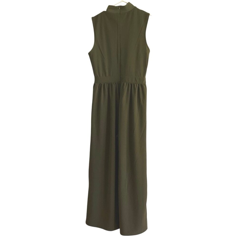CIDER Womens L Olive Green Mock Neck Wide Leg Sleeveless Jumpsuit NWT - Picture 3 of 10